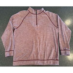 Tommy Bahama‎ Mens Reversible Burgundy Quarter Zip Sweater Large